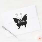 Diva Butterfly Ronde Sticker (Envelop)