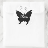 Diva Butterfly Ronde Sticker (Tas)