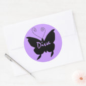 Diva Butterfly Ronde Sticker (Envelop)