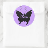 Diva Butterfly Ronde Sticker (Tas)
