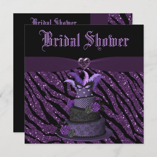 Diva Cake & Printed Zebra Glitter Vrijgezellenfees Kaart (Voorkant / Achterkant)