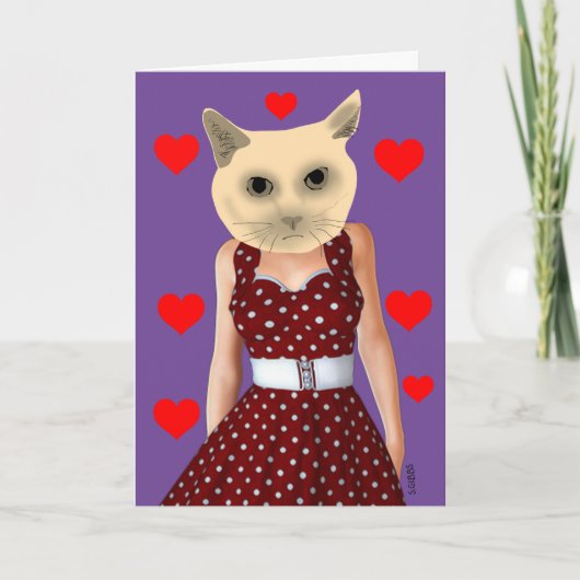 DIVA CAT DIE EEN DRESS ART HALLO KAART BEKIJKT (Voorkant)