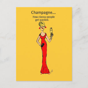 Diva: Champagne: "Hoe klas mensen worden verspild" Briefkaart