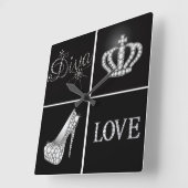 Diva Crown High HielLove Collage Vierkante Klok (Hoek)
