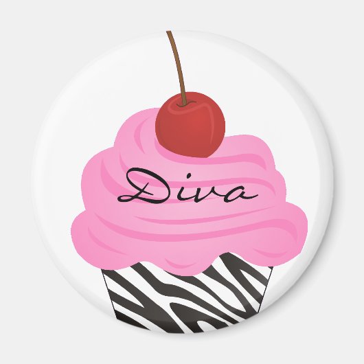 Diva Cupcake Magneet (Voorkant)