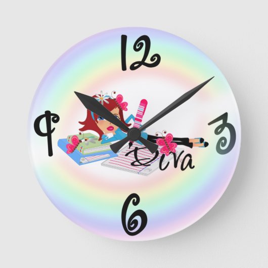 Diva - Custom Square Wall Clock Ronde Klok (Voorkant)