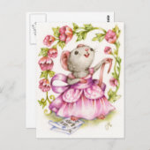 Diva - Cute Musical Mouse Art Briefkaart (Voorkant / Achterkant)