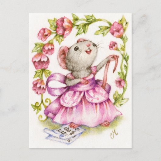 Diva - Cute Musical Mouse Art Briefkaart (Voorkant)