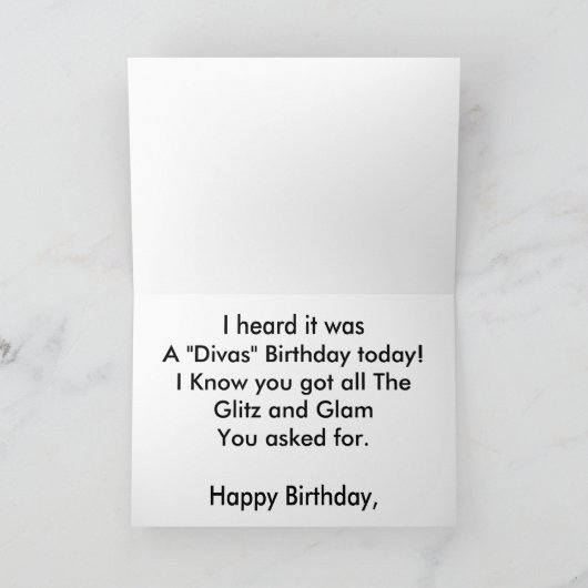 Diva de Kaart van de Verjaardag (Binnen)