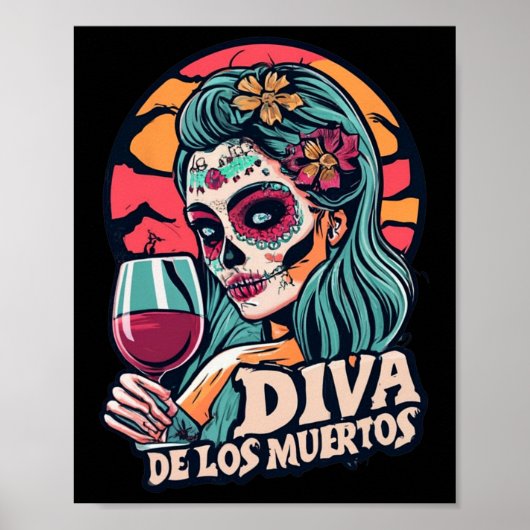 Diva De Los Muertos Vrouwen Skelet Halloween Part Poster (Voorkant)