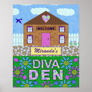 Diva Den Woman Cave Garden Hut Persoonlijke benami Poster