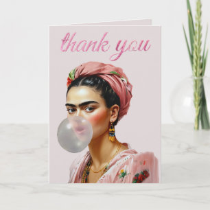 Diva die bubbelgom blaast bedankkaart