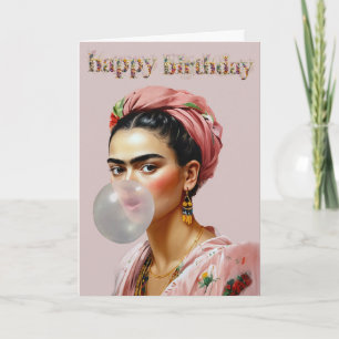 Diva die bubbelgom blaast Gefeliciteerd Kaart