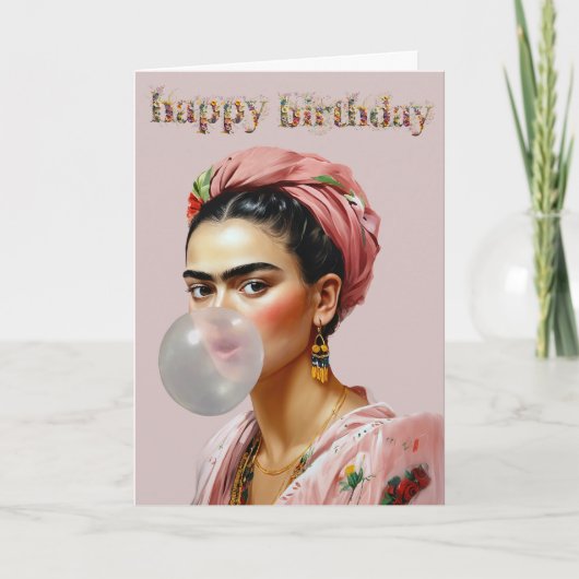 Diva die bubbelgom blaast Gefeliciteerd Kaart (Voorkant)