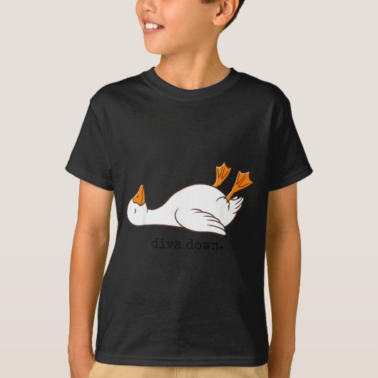 Diva Down Grappige Gans Liggend T-shirt (Voorkant)