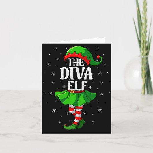 Diva Elf Christmas Girls Women Elf Squad Xmas Fami Kaart (Voorkant)