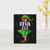 Diva Elf Christmas Girls Women Elf Squad Xmas Fami Kaart (Gele Bloem)