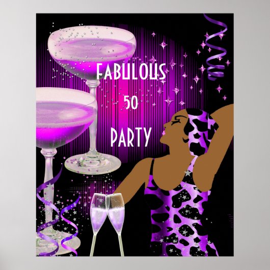 Diva Fabulous 50 LADY Paars Pink Champagne Poster (Voorkant)