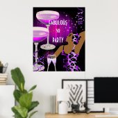 Diva Fabulous 50 LADY Paars Pink Champagne Poster (Thuiskantoor)