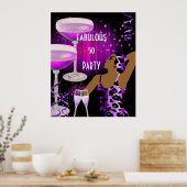 Diva Fabulous 50 LADY Paars Pink Champagne Poster (Keuken)