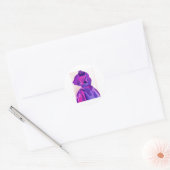 Diva fashionista in blauw ronde sticker (Envelop)
