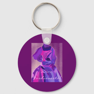 Diva fashionista in blauw sleutelhanger