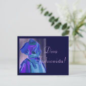 Diva fashionista in Blue I Briefkaart (Staand voorkant)