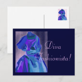 Diva fashionista in Blue I Briefkaart (Voorkant / Achterkant)