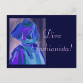 Diva fashionista in Blue I Briefkaart (Voorkant)