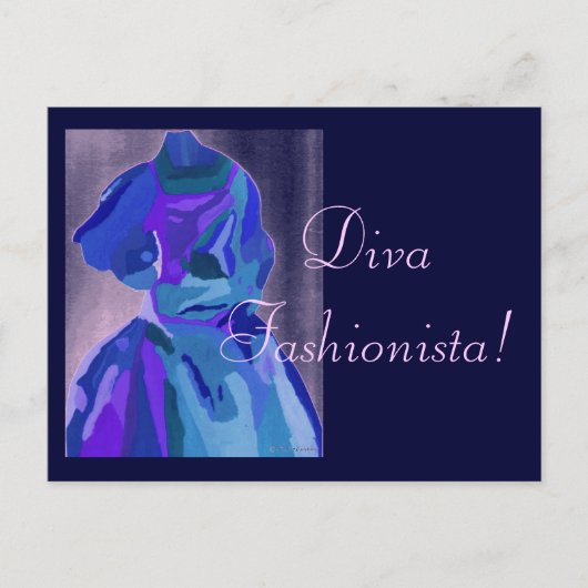 Diva fashionista in Blue I Briefkaart (Voorkant)