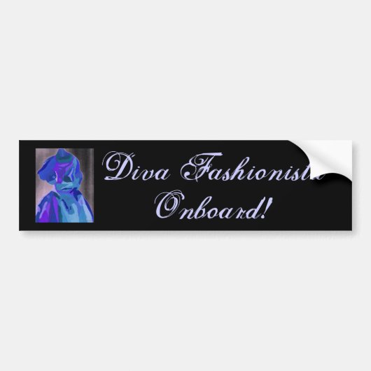 Diva fashionista in Blue I Bumpersticker (Voorkant)