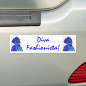 Diva fashionista in Blue I Bumpersticker (Op auto)