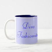 Diva fashionista in Blue I Tweekleurige Koffiemok (Links)