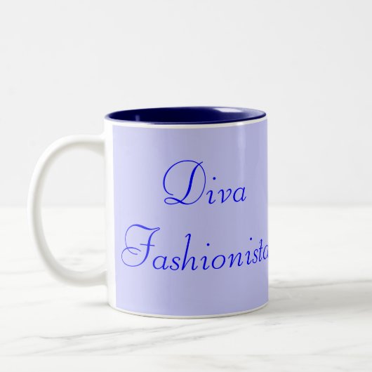 Diva fashionista in Blue I Tweekleurige Koffiemok (Links)