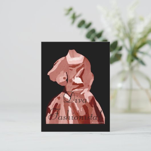 Diva fashionista in neutraal briefkaart (Staand voorkant)