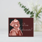 Diva fashionista in neutraal briefkaart (Staand voorkant)