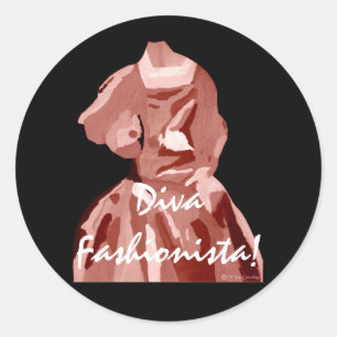 Diva fashionista in neutraal ronde sticker