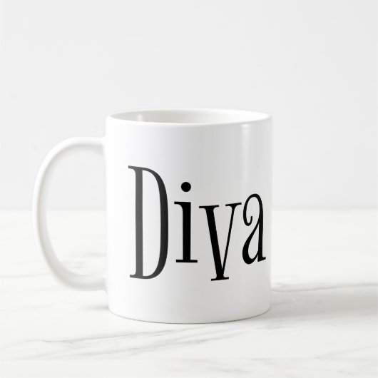 Diva Funny Whimsical Typography Koffiemok (Links)