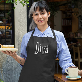 Diva Funny Whimsical Typography Schort