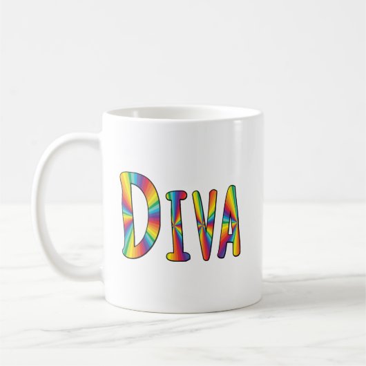 DIVA Gay Pride Rainbow Flag Fabulous LGBT LGBTQ Koffiemok (Links)