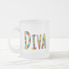 DIVA Gay Pride Rainbow Flag Fabulous LGBT LGBTQ Matglas Koffiemok