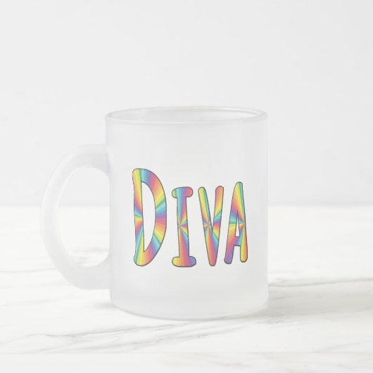DIVA Gay Pride Rainbow Flag Fabulous LGBT LGBTQ Matglas Koffiemok (Links)