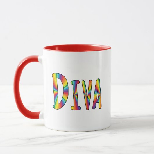 DIVA Gay Pride Rainbow Flag Fabulous LGBT LGBTQ Mok (Links)
