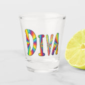 DIVA Gay Pride Rainbow Flag Fabulous LGBT LGBTQ Shot Glas (Voorkant)