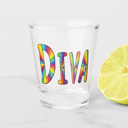 DIVA Gay Pride Rainbow Flag Fabulous LGBT LGBTQ Shot Glas (Voorkant)