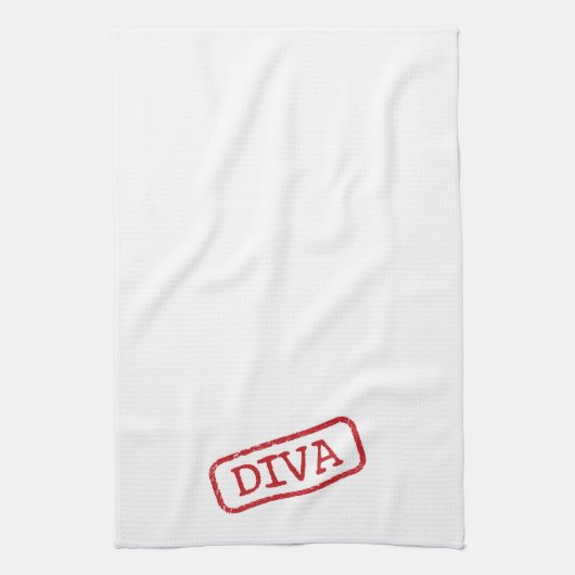 "DIVA - Gestampt en goedgekeurd!" Theedoek (Verticaal)