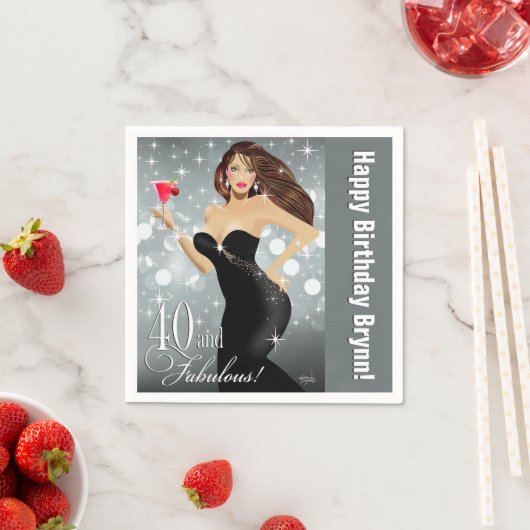 Diva Glam Bombshell 40ste verjaardag | zilver Servet (Insitu)