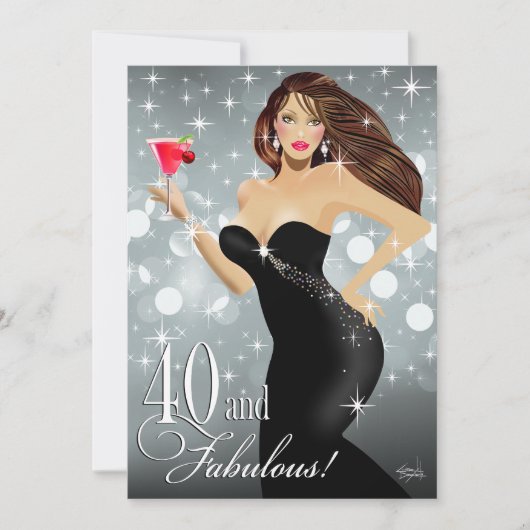 Diva Glam Bombshell 40th Birthday | zilver Kaart (Voorkant)