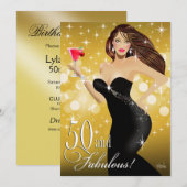 Diva Glam Bombshell 50th Birthday | goud Kaart (Voorkant / Achterkant)