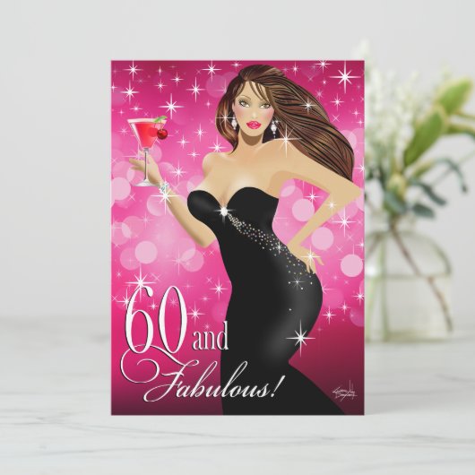 Diva Glam Bombshell 60th Birthday | fuchsia Kaart (Staand voorkant)